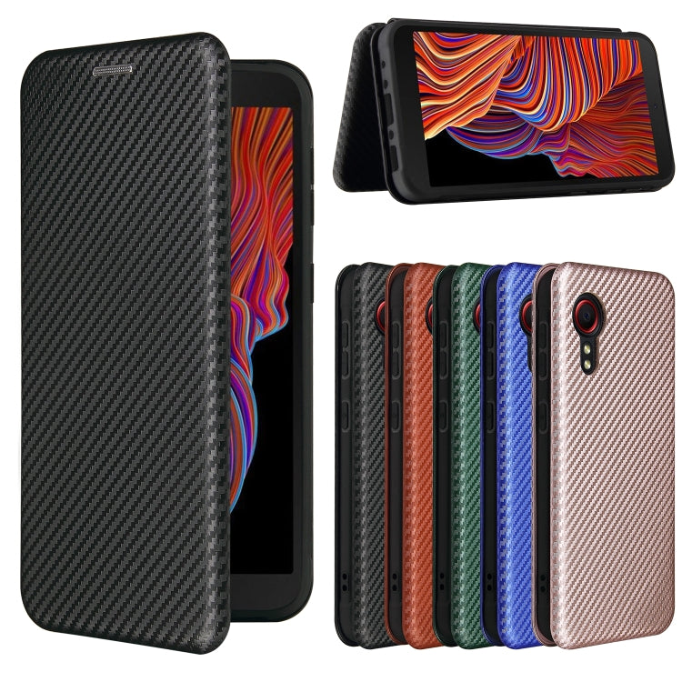 For Samsung Galaxy Xcover 5 Carbon Fiber Texture Horizontal Flip TPU + PC + PU Leather Case with Card Slot