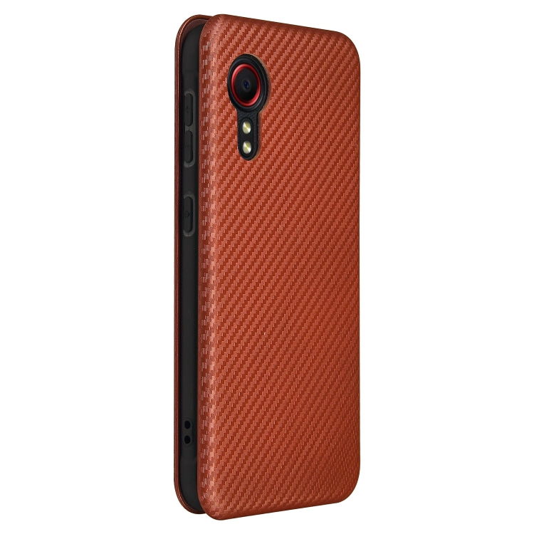 For Samsung Galaxy Xcover 5 Carbon Fiber Texture Horizontal Flip TPU + PC + PU Leather Case with Card Slot
