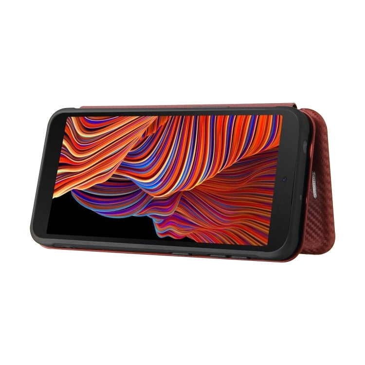 For Samsung Galaxy Xcover 5 Carbon Fiber Texture Horizontal Flip TPU + PC + PU Leather Case with Card Slot