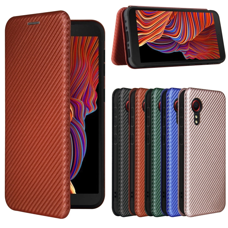 For Samsung Galaxy Xcover 5 Carbon Fiber Texture Horizontal Flip TPU + PC + PU Leather Case with Card Slot