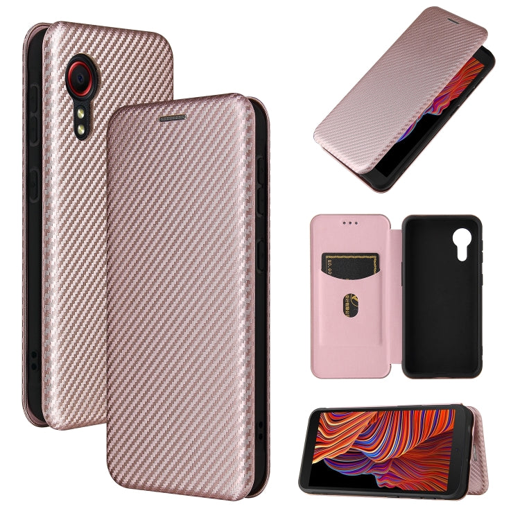 For Samsung Galaxy Xcover 5 Carbon Fiber Texture Horizontal Flip TPU + PC + PU Leather Case with Card Slot