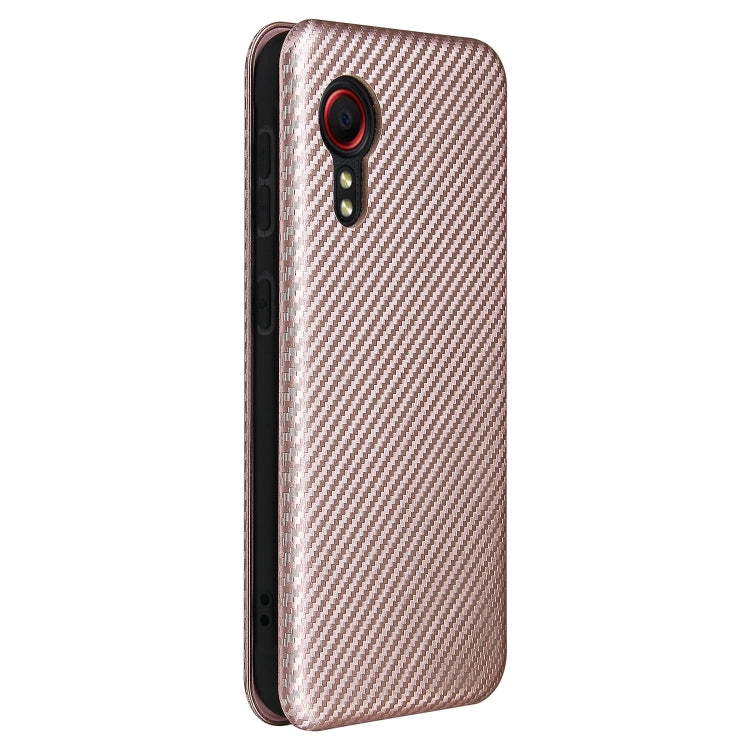 For Samsung Galaxy Xcover 5 Carbon Fiber Texture Horizontal Flip TPU + PC + PU Leather Case with Card Slot