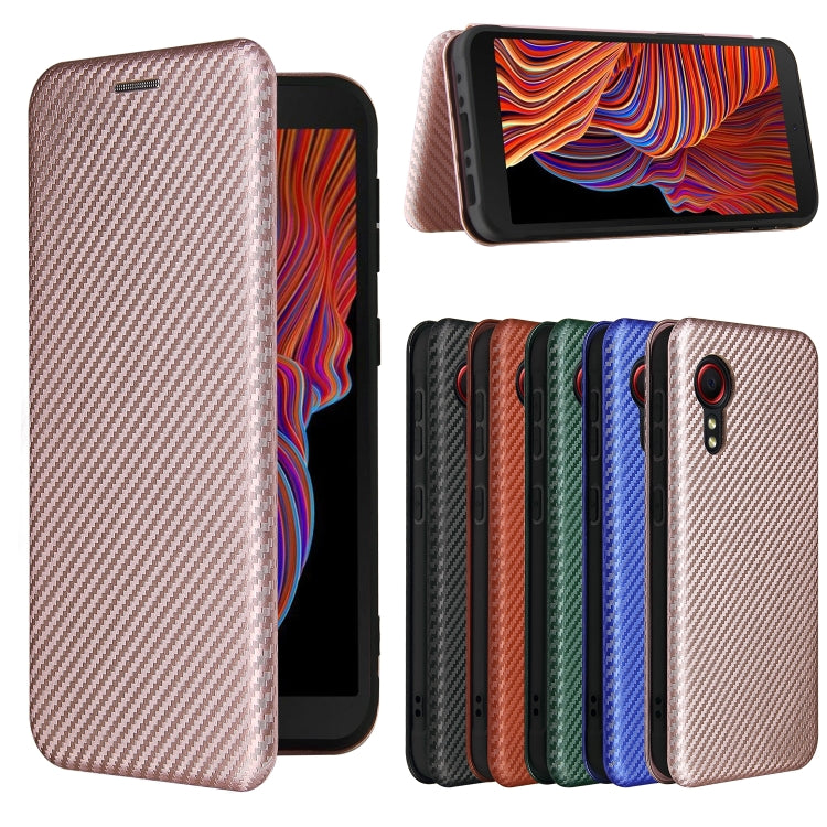 For Samsung Galaxy Xcover 5 Carbon Fiber Texture Horizontal Flip TPU + PC + PU Leather Case with Card Slot