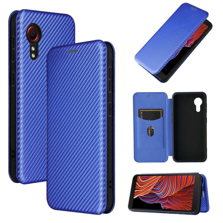 For Samsung Galaxy Xcover 5 Carbon Fiber Texture Horizontal Flip TPU + PC + PU Leather Case with Card Slot