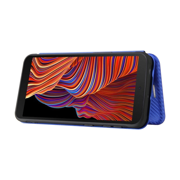 For Samsung Galaxy Xcover 5 Carbon Fiber Texture Horizontal Flip TPU + PC + PU Leather Case with Card Slot