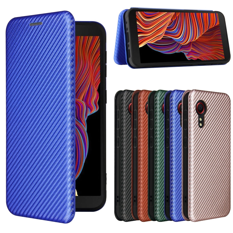 For Samsung Galaxy Xcover 5 Carbon Fiber Texture Horizontal Flip TPU + PC + PU Leather Case with Card Slot