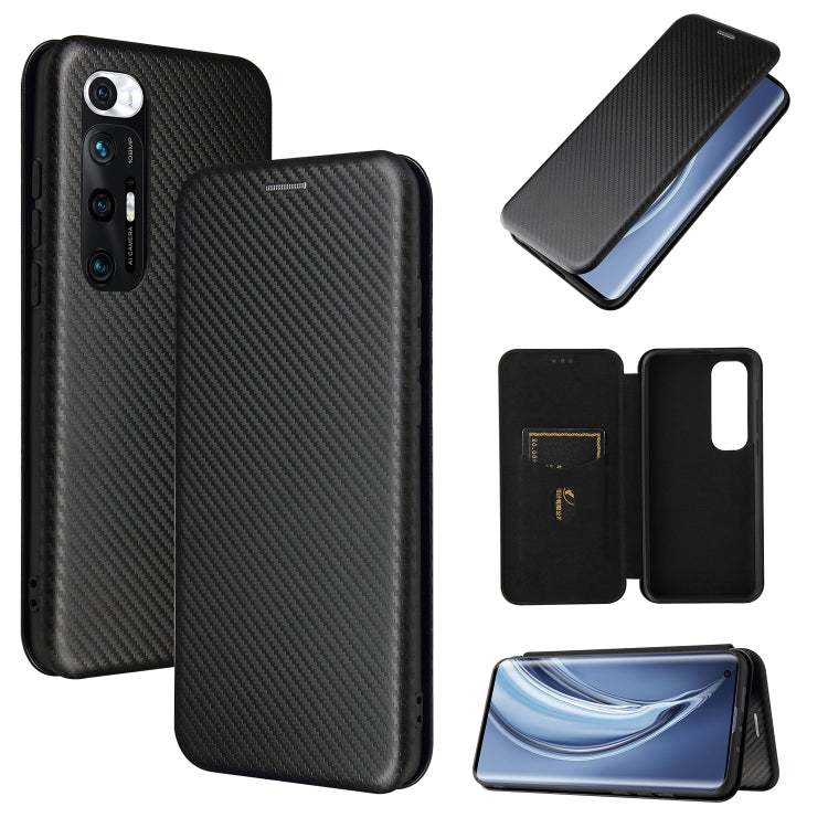 For Xiaomi Mi 10S Carbon Fiber Texture Horizontal Flip TPU + PC + PU Leather Case with Card Slot