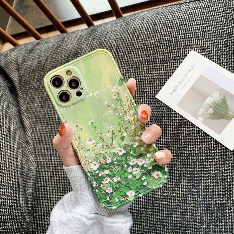 For iPhone 11 IMD Workmanship Oil Painting Flower Protective Case