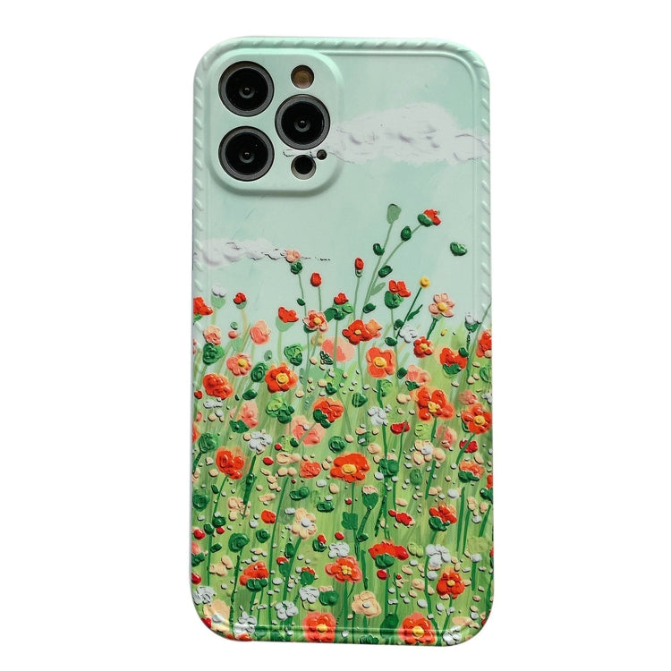 For iPhone 11 IMD Workmanship Oil Painting Flower Protective Case