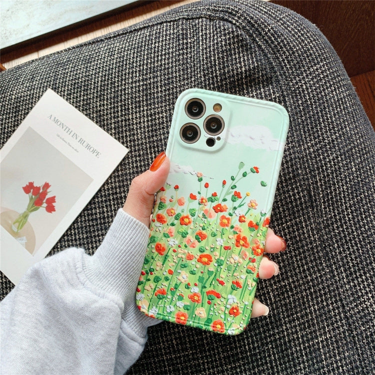 For iPhone 11 IMD Workmanship Oil Painting Flower Protective Case