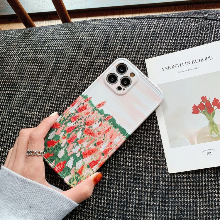 For iPhone 11 IMD Workmanship Oil Painting Flower Protective Case