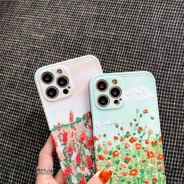 For iPhone 12 IMD Workmanship Oil Painting Flower Protective Case