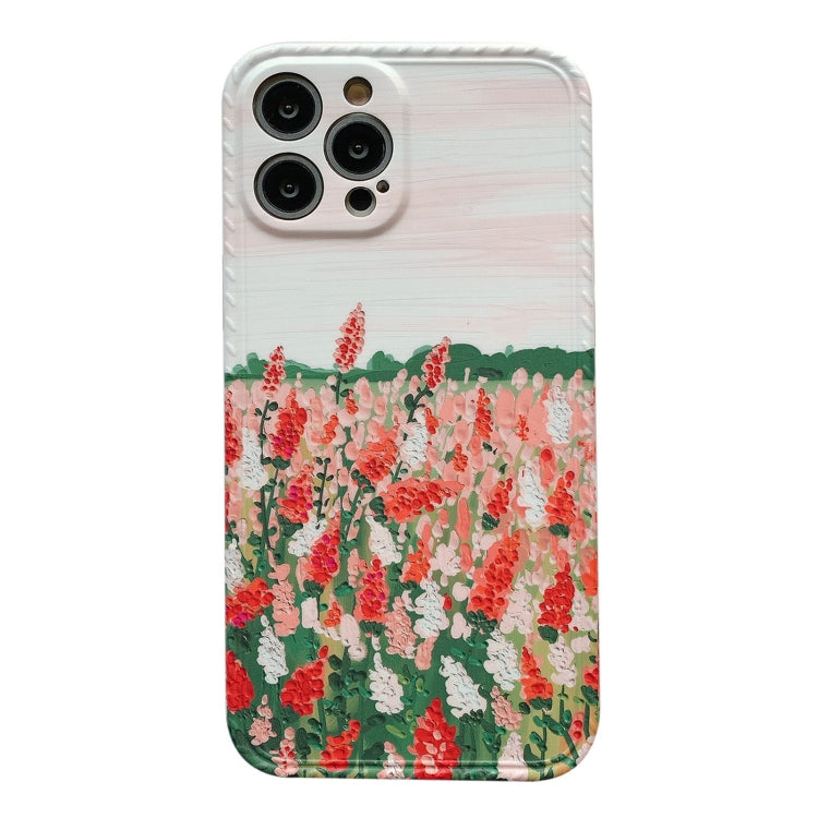 For iPhone 12 Pro IMD Workmanship Oil Painting Flower Protective Case