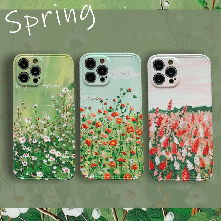 For iPhone 12 Pro IMD Workmanship Oil Painting Flower Protective Case