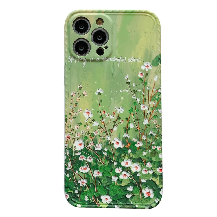 For iPhone 12 Pro Max IMD Workmanship Oil Painting Flower Protective Case