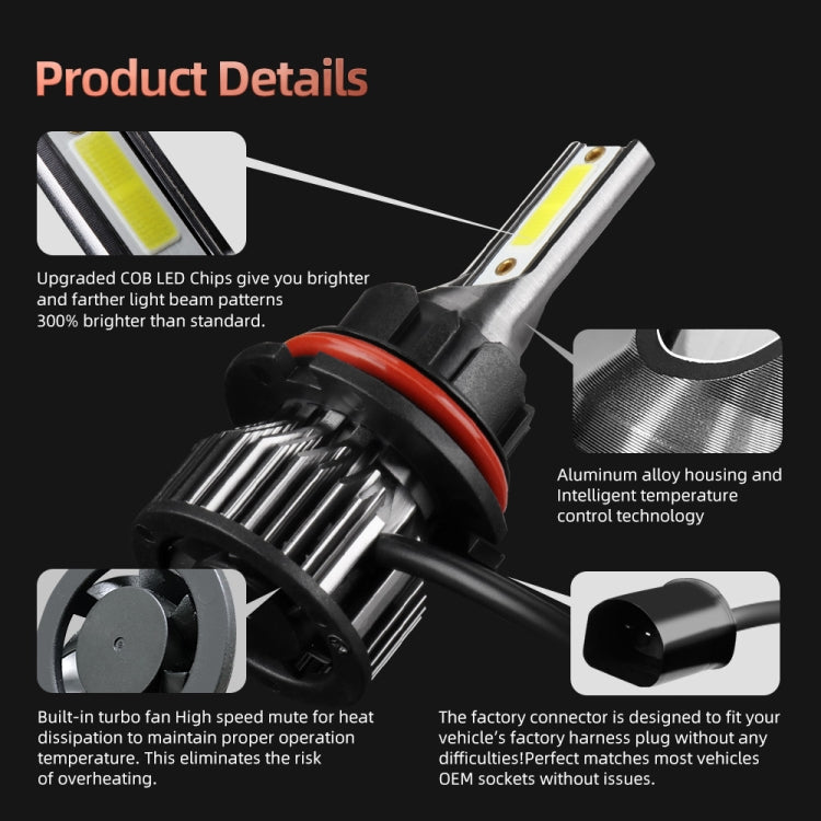 F2 9007 / HB5 2 PCS DC9-36V / 25W / 6000K / 2500LM IP68 Waterproof Car LED Headlight(Cold White Light)