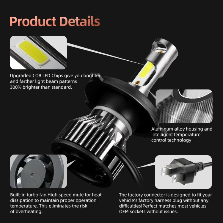 F2 H4 / HB2 / 9003 2 PCS DC9-36V / 25W / 6000K / 2500LM IP68 Waterproof Car LED Headlight(Cold White Light)
