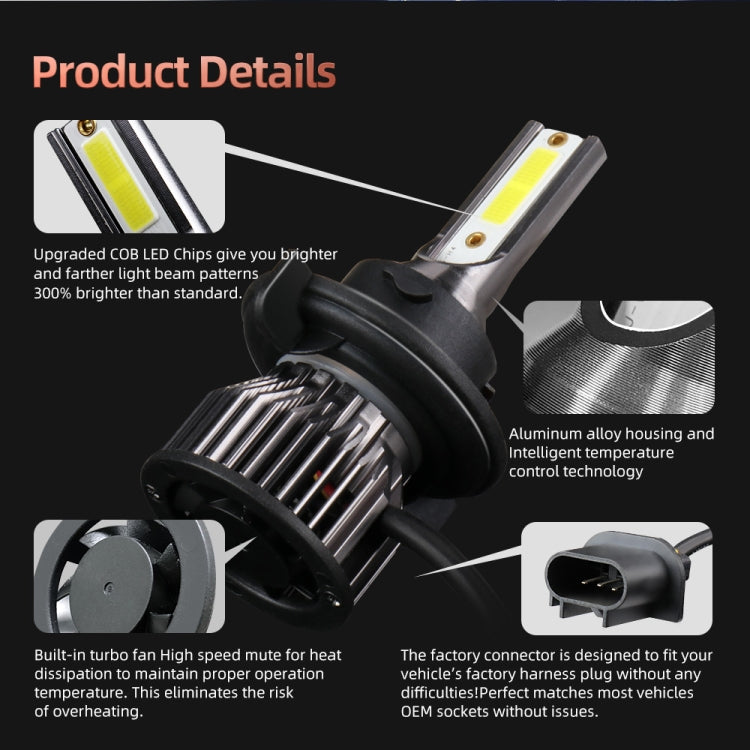 F2 H13 2 PCS DC9-36V / 25W / 6000K / 2500LM IP68 Waterproof Car LED Headlight(Cold White Light)