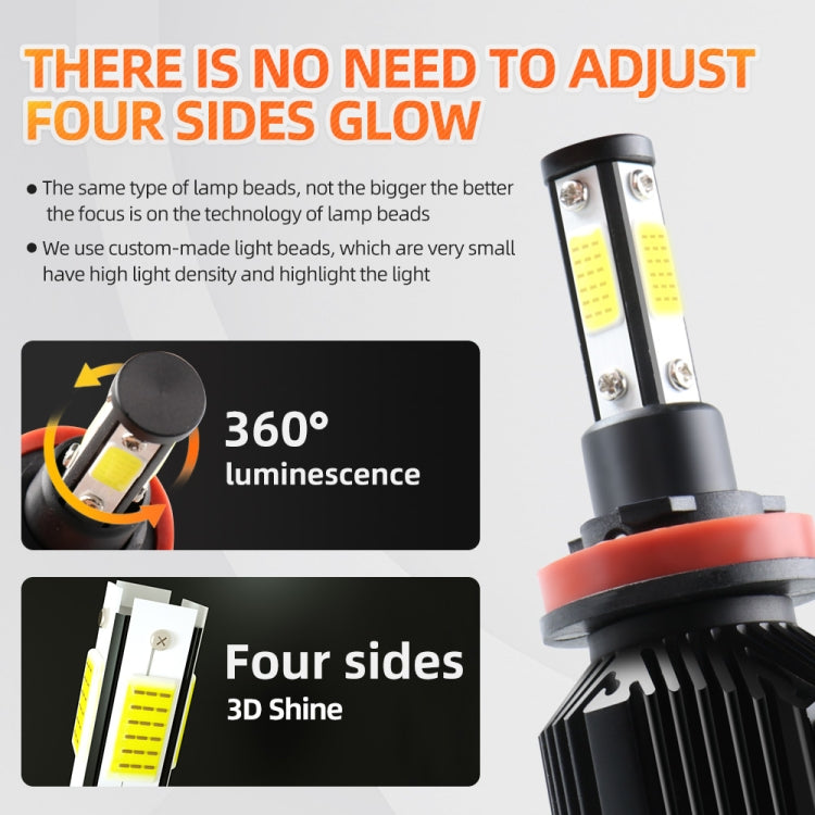M6 H8 / H9 / H11 2 PCS DC9-36V / 25W / 6000K / 2500LM IP68 Waterproof Car LED Headlight(Cold White Light)
