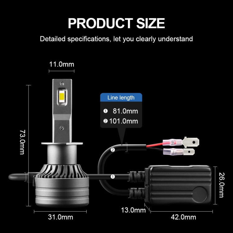 P1 H1 2 PCS DC9-36V / 30W / 6000K / 10000LM IP68 Waterproof Car LED Headlight(Cold White Light)