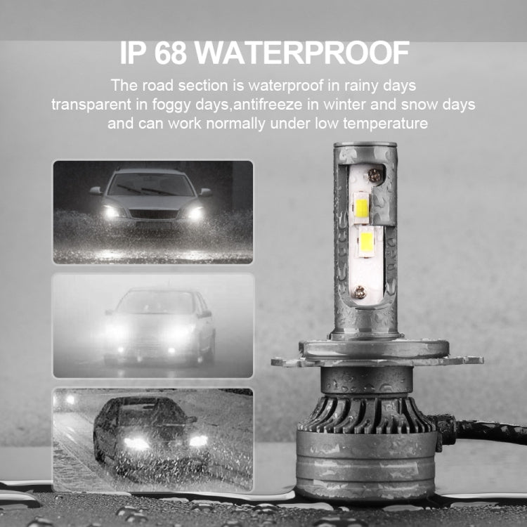 P1 H4 2 PCS DC9-36V / 30W / 6000K / 10000LM IP68 Waterproof Car LED Headlight(Cold White Light)
