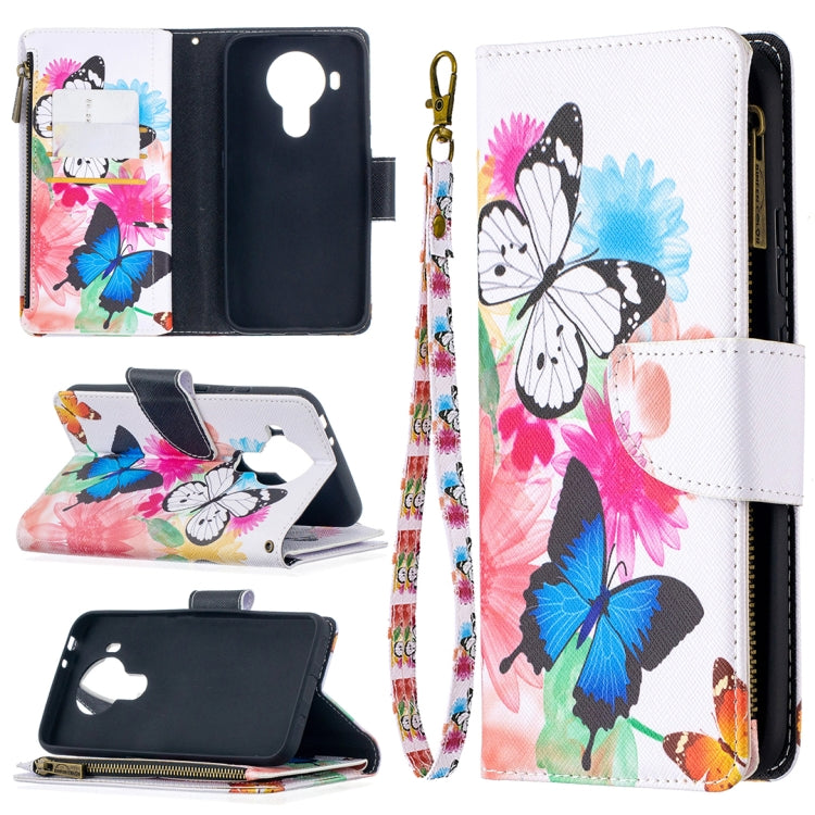 For Nokia 5.4 Colored Drawing Pattern Zipper Horizontal Flip Leather Case with Holder & Card Slots & Wallet & Lanyard