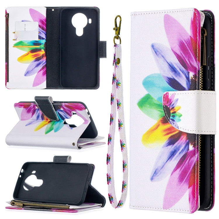 For Nokia 5.4 Colored Drawing Pattern Zipper Horizontal Flip Leather Case with Holder & Card Slots & Wallet & Lanyard
