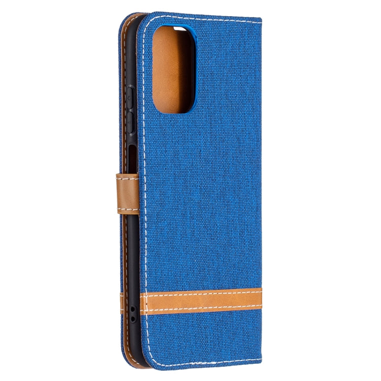 For Xiaomi Redmi Note 10 4G / Note 10S Color Matching Denim Texture Horizontal Flip Leather Case with Holder & Card Slots & Wallet & Lanyard