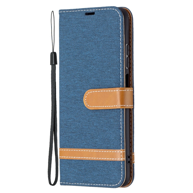 For Xiaomi Redmi Note 10 4G / Note 10S Color Matching Denim Texture Horizontal Flip Leather Case with Holder & Card Slots & Wallet & Lanyard