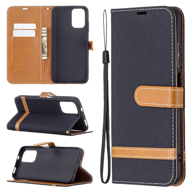 For Xiaomi Redmi Note 10 4G / Note 10S Color Matching Denim Texture Horizontal Flip Leather Case with Holder & Card Slots & Wallet & Lanyard