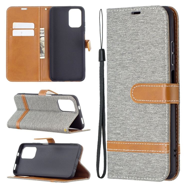 For Xiaomi Redmi Note 10 4G / Note 10S Color Matching Denim Texture Horizontal Flip Leather Case with Holder & Card Slots & Wallet & Lanyard