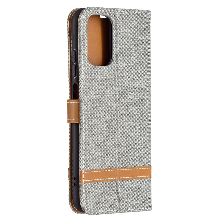 For Xiaomi Redmi Note 10 4G / Note 10S Color Matching Denim Texture Horizontal Flip Leather Case with Holder & Card Slots & Wallet & Lanyard