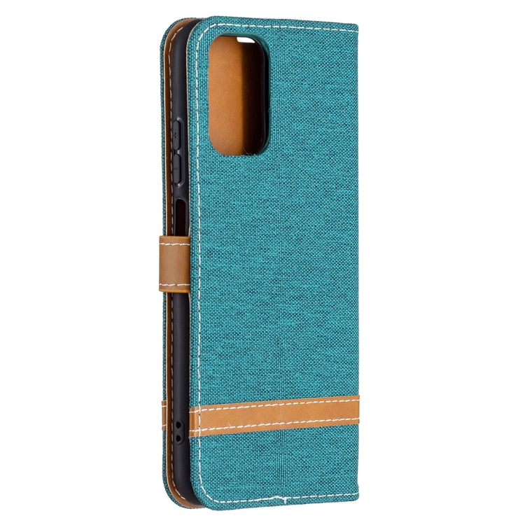 For Xiaomi Redmi Note 10 4G / Note 10S Color Matching Denim Texture Horizontal Flip Leather Case with Holder & Card Slots & Wallet & Lanyard