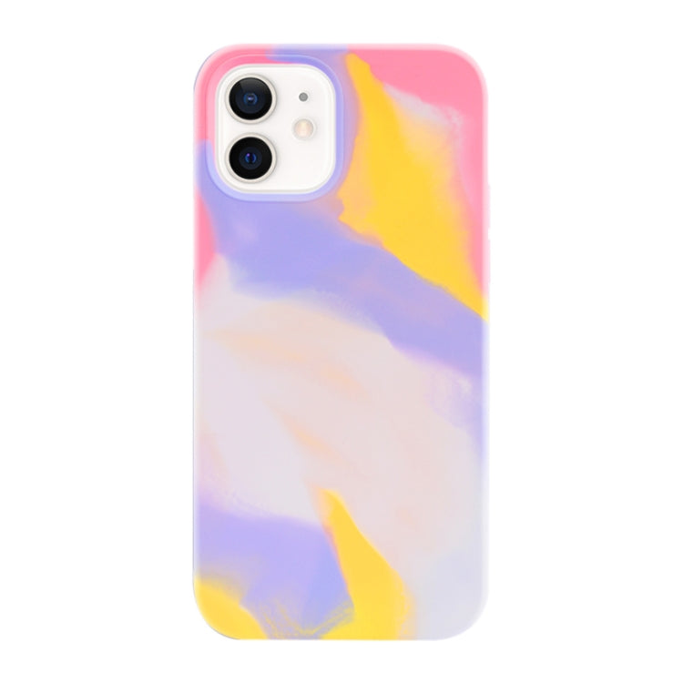 For iPhone 12 mini Liquid Silicone Watercolor Protective Case , Fixed Color, Random Shape