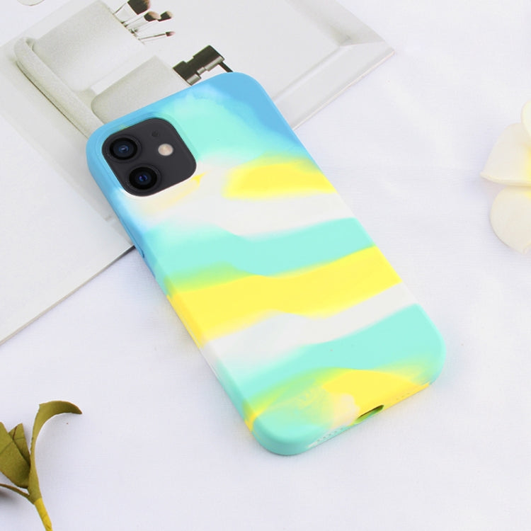 For iPhone 12 mini Liquid Silicone Watercolor Protective Case , Fixed Color, Random Shape