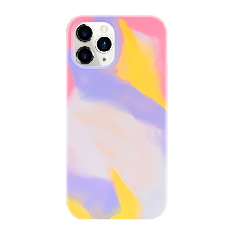 For iPhone 12 / 12 Pro Liquid Silicone Watercolor Protective Case, Fixed Color, Random Shape
