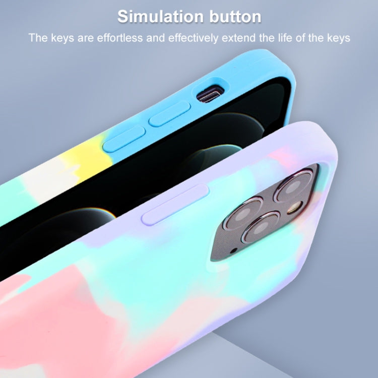 For iPhone 12 / 12 Pro Liquid Silicone Watercolor Protective Case, Fixed Color, Random Shape