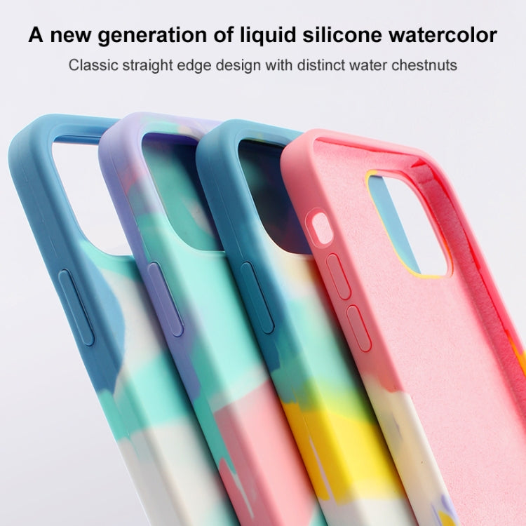 For iPhone 12 / 12 Pro Liquid Silicone Watercolor Protective Case, Fixed Color, Random Shape