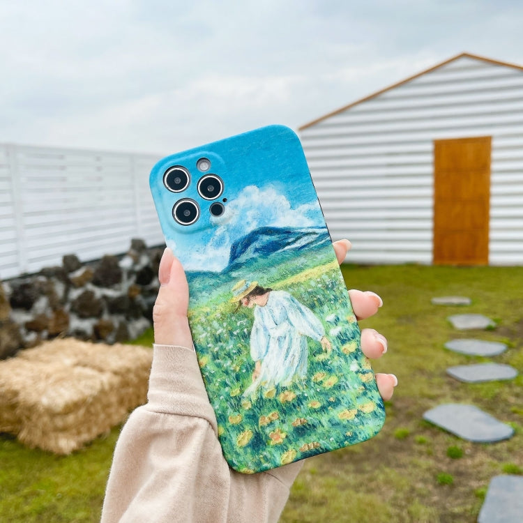 For iPhone 12 Oil Painting Pattern TPU Protective Case