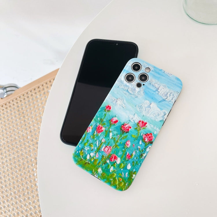 For iPhone 12 Oil Painting Pattern TPU Protective Case