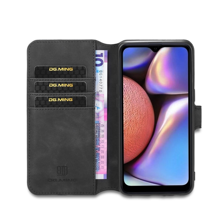 For Galaxy A10s DG.MING Retro Oil Side Horizontal Flip Case with Holder & Card Slots & Wallet