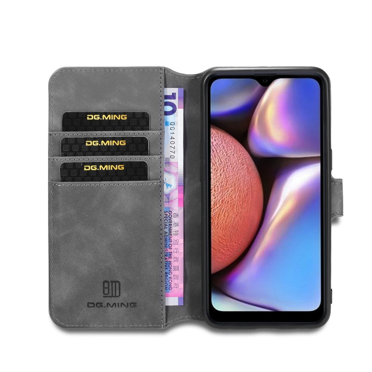 For Galaxy A10s DG.MING Retro Oil Side Horizontal Flip Case with Holder & Card Slots & Wallet