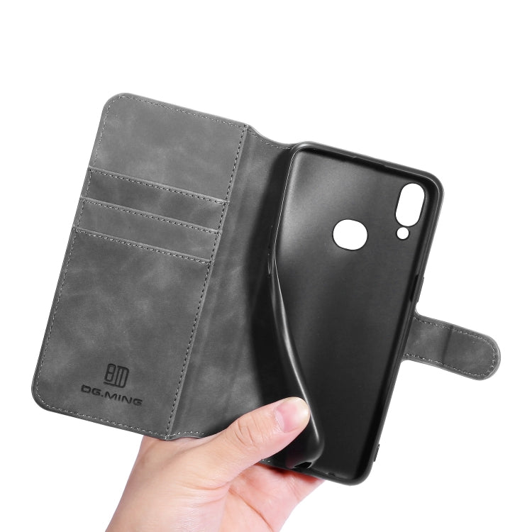 For Galaxy A10s DG.MING Retro Oil Side Horizontal Flip Case with Holder & Card Slots & Wallet