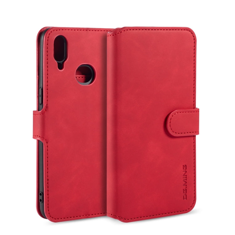 For Galaxy A10s DG.MING Retro Oil Side Horizontal Flip Case with Holder & Card Slots & Wallet
