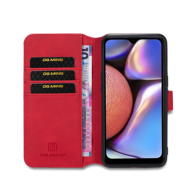 For Galaxy A10s DG.MING Retro Oil Side Horizontal Flip Case with Holder & Card Slots & Wallet