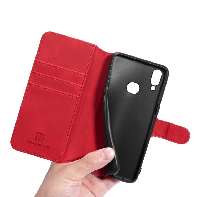 For Galaxy A10s DG.MING Retro Oil Side Horizontal Flip Case with Holder & Card Slots & Wallet