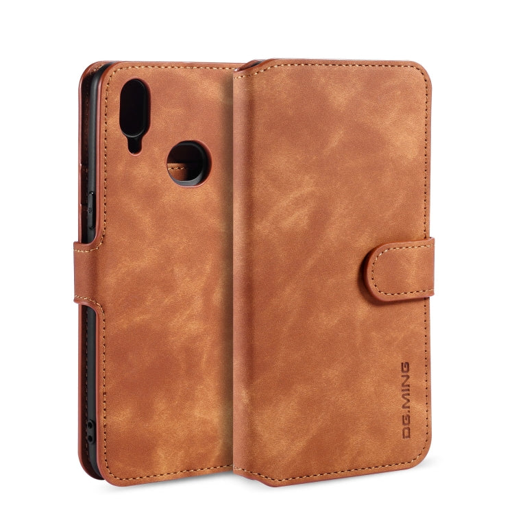For Galaxy A10s DG.MING Retro Oil Side Horizontal Flip Case with Holder & Card Slots & Wallet