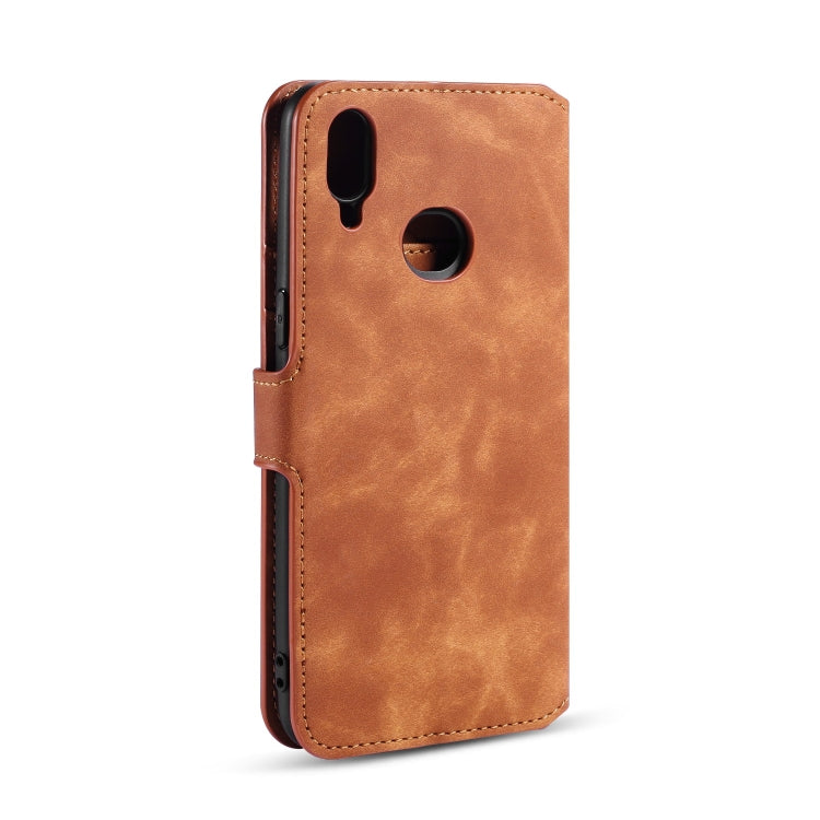 For Galaxy A10s DG.MING Retro Oil Side Horizontal Flip Case with Holder & Card Slots & Wallet