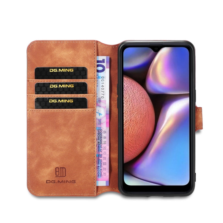 For Galaxy A10s DG.MING Retro Oil Side Horizontal Flip Case with Holder & Card Slots & Wallet