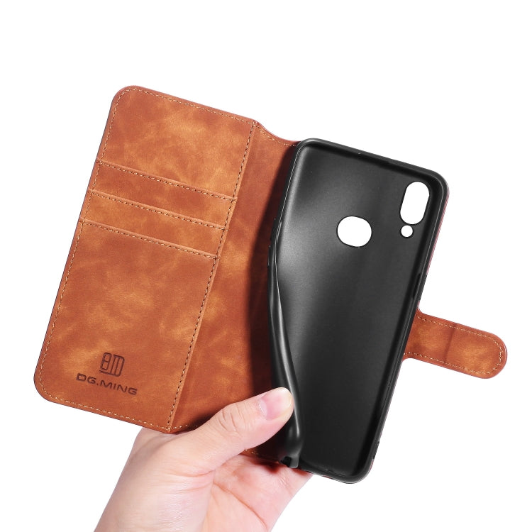 For Galaxy A10s DG.MING Retro Oil Side Horizontal Flip Case with Holder & Card Slots & Wallet